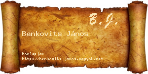Benkovits János névjegykártya