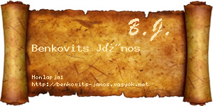 Benkovits János névjegykártya